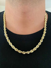 14k Yellow Gold Plated Over 925 Sterling Silver Rope Chain Mens Necklace 8mm NEW